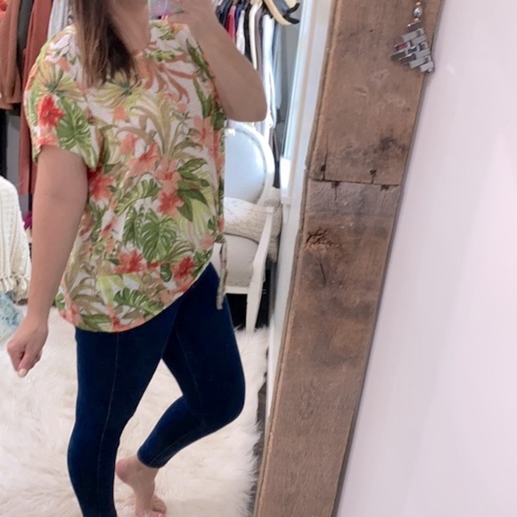 J JILL Love Linen floral tropical print top size XLarge - Picture 3 of 7